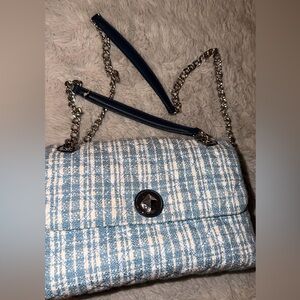 Kate Spade Blue and White Tweed Shoulder Natalie ba